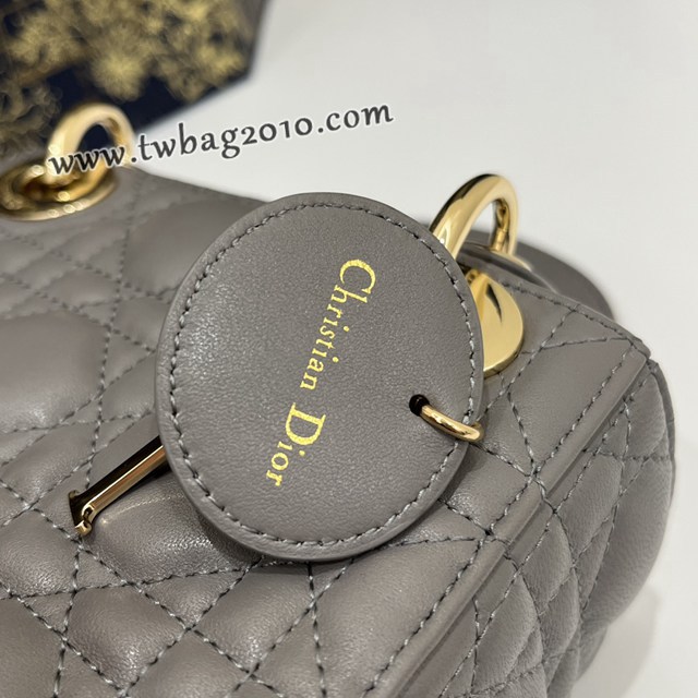 Dior专柜新款Lady女包迪奥高仿原单大象灰金Classic Lady戴妃包三格手提女包 djfk1422